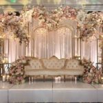 "Elegant golden iron frames stage decor for weddings