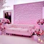 Light pink cherry blossom mirror stage decoration