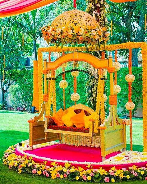 with Swing, Sealing Flowers, and Birds by Wedding Decor by Gaur